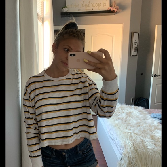 Hollister yellow, navy, and white  long sleeve - Picture 2 of 2